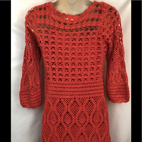 Maggy London Womens Coral Eyelet Dress Sz M - Picture 3 of 7